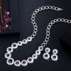 Luxury Shiny Royal Blue Zirconia Round Shape Necklace Earrings Jewelry Set - Image 3