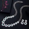 Luxury Shiny Royal Blue Zirconia Round Shape Necklace Earrings Jewelry Set