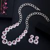Luxury Shiny Royal Blue Zirconia Round Shape Necklace Earrings Jewelry Set - Image 6