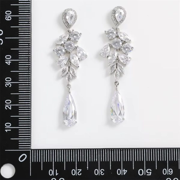 Luxury Silver Cubic Zirconia AAA Teardrop Dangle Earrings - Image 8