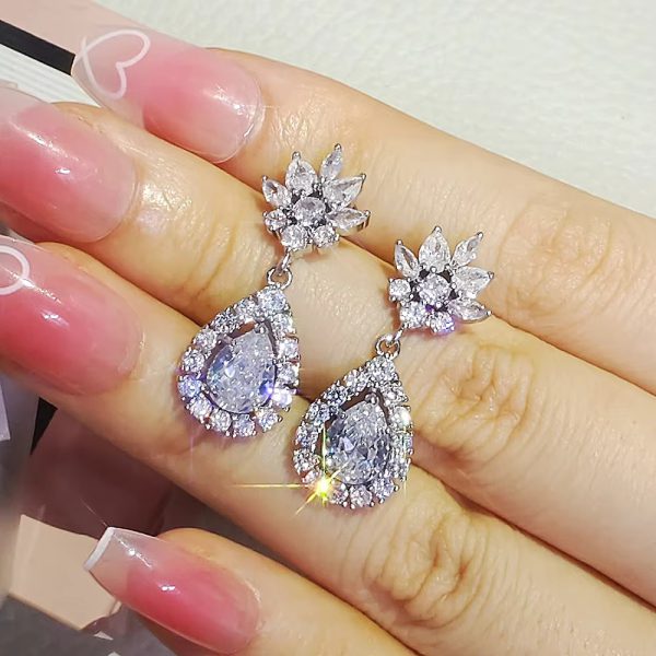 Luxury Teardrop CZ Design Temperament Dangle Earrings - Image 3