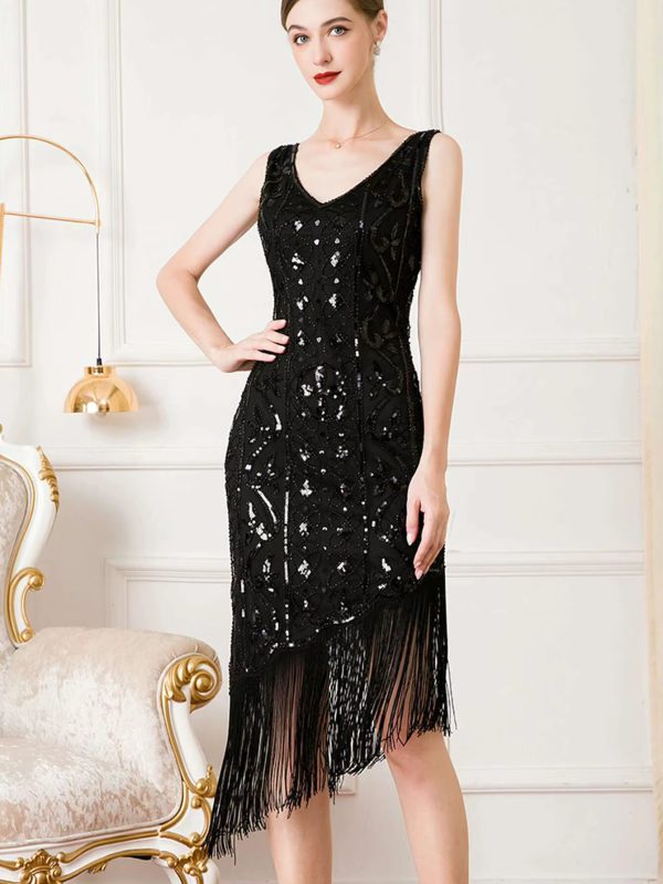 Luxury Vintage Backless Sequin Midi Prom Dresses