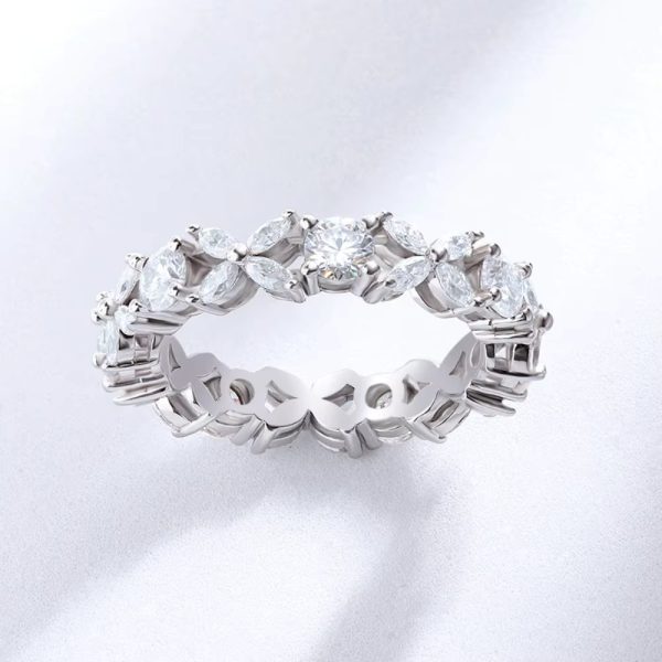 Marquise Cut Full Moissanite Sterling Silver Ring - Image 3