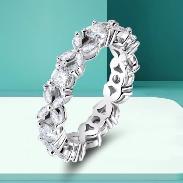 Marquise Cut Full Moissanite Sterling Silver Ring - Image 4