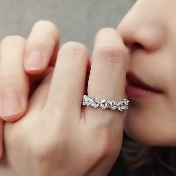 Marquise Cut Full Moissanite Sterling Silver Ring - Image 5