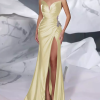 Mermaid Sweetheart Neck With Train Sleeveless Zipper Front Split Satin Evening Dress - Image 2