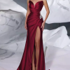 Mermaid Sweetheart Neck With Train Sleeveless Zipper Front Split Satin Evening Dress - Image 18