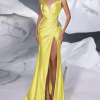 Mermaid Sweetheart Neck With Train Sleeveless Zipper Front Split Satin Evening Dress - Image 8