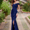 Mermaid V-Neck Polyester With Train Ruffles Formal Party Dresses