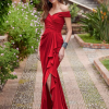 Mermaid V-Neck Polyester With Train Ruffles Formal Party Dresses - Image 5
