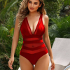 Mesh Paneling And Sheer Stripes Fashion One-Piece Open Back Swimsuit - Image 12