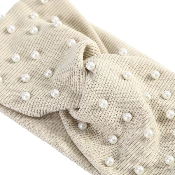 Pearls Fashion Knitted Turban Bandana Elastic Hairband - Image 8