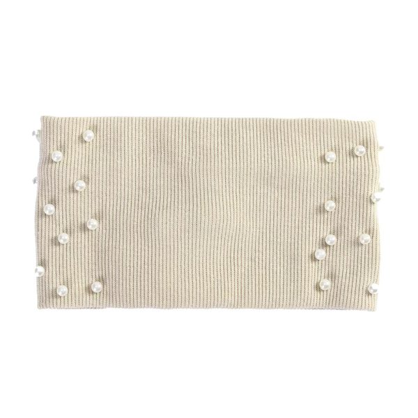 Pearls Fashion Knitted Turban Bandana Elastic Hairband - Image 3