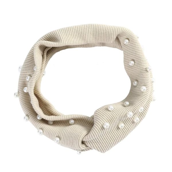 Pearls Fashion Knitted Turban Bandana Elastic Hairband - Image 5