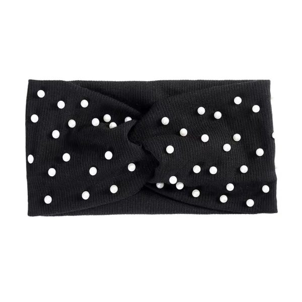 Pearls Fashion Knitted Turban Bandana Elastic Hairband