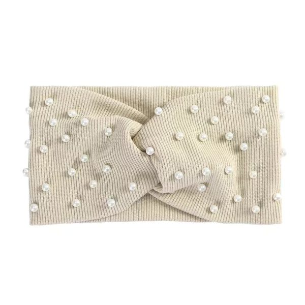Pearls Fashion Knitted Turban Bandana Elastic Hairband - Image 7