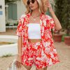 Print Short Sleeve Fashion Casual Shirt And Shorts Two Piece Set - Image 2