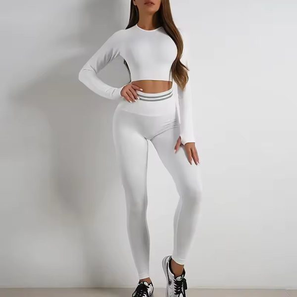 Seamless Fitness Hip-lifting Shorts Fashion Long-Sleeved  Sports Sets - Image 9