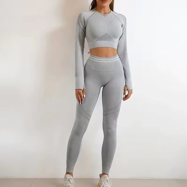 Seamless Fitness Hip-lifting Shorts Fashion Long-Sleeved  Sports Sets - Image 5