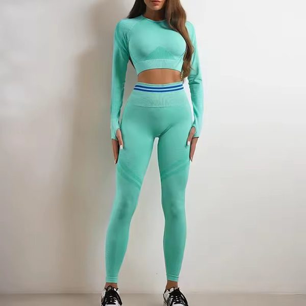 Seamless Fitness Hip-lifting Shorts Fashion Long-Sleeved  Sports Sets - Image 6