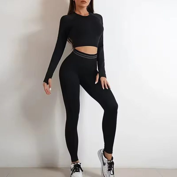 Seamless Fitness Hip-lifting Shorts Fashion Long-Sleeved  Sports Sets - Image 7