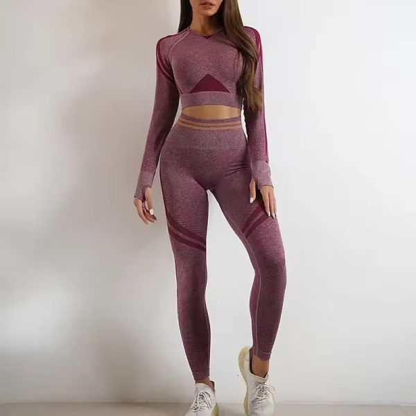 Seamless Fitness Hip-lifting Shorts Fashion Long-Sleeved  Sports Sets - Image 8
