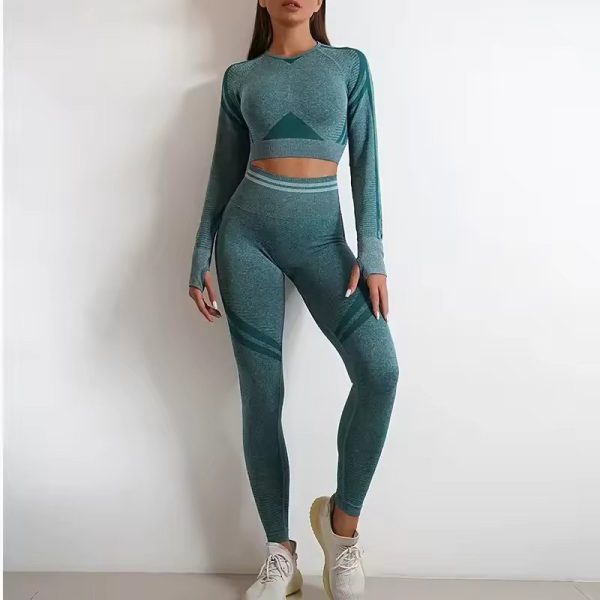 Seamless Fitness Hip-lifting Shorts Fashion Long-Sleeved  Sports Sets