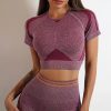 Short-sleeved Fashion Shockproof Seamless Back Crop Fitness Workout Bra - Image 9