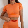 Short-sleeved Fashion Shockproof Seamless Back Crop Fitness Workout Bra - Image 11
