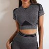 Short-sleeved Fashion Shockproof Seamless Back Crop Fitness Workout Bra - Image 2
