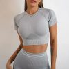 Short-sleeved Fashion Shockproof Seamless Back Crop Fitness Workout Bra - Image 3