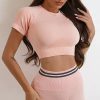 Short-sleeved Fashion Shockproof Seamless Back Crop Fitness Workout Bra
