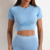 Short-sleeved Fashion Shockproof Seamless Back Crop Fitness Workout Bra - Image 7