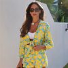 Slim Fit Versatile Linen Print Knot Decoration Casual Shorts Set - Image 6