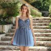 Spaghetti Straps Lace Fashion Beaded Appliques Tulle Short Gowns - Image 4