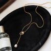 Stainless Steel Pull-out Adjustable Chain Baroque Pearl Pendant Fashion Long Necklace - Image 3