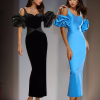 Sweetheart Neck Tea-Length Short Sleeves Zipper Satin Ball Gown Dress - Image 2