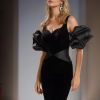 Sweetheart Neck Tea-Length Short Sleeves Zipper Satin Ball Gown Dress