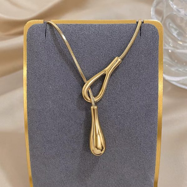 Unique Design Irregular Waterdrop Pendant Stainless Steel Necklaces - Image 7