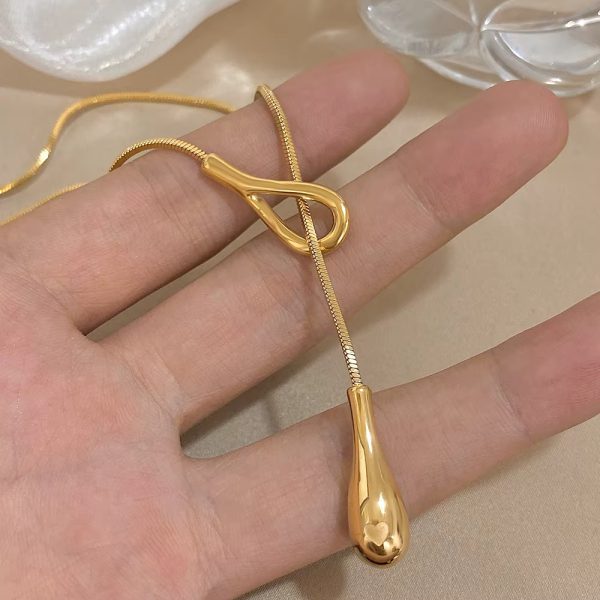 Unique Design Irregular Waterdrop Pendant Stainless Steel Necklaces - Image 2