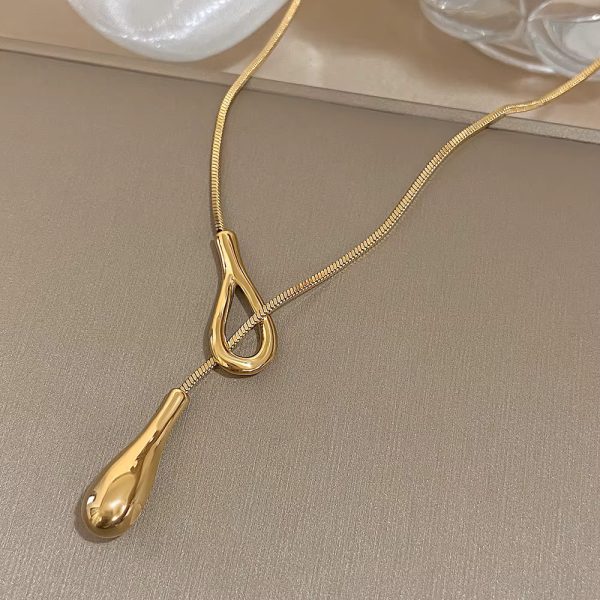 Unique Design Irregular Waterdrop Pendant Stainless Steel Necklaces - Image 3