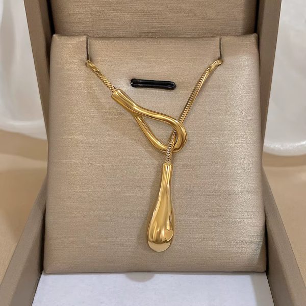 Unique Design Irregular Waterdrop Pendant Stainless Steel Necklaces