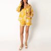 Vintage Print Turn Down Collar Long Sleeve Button Shirt And Drawstring Shorts Two Piece Set - Image 4