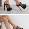 Breathable Mesh Peep Toe Extreme High Heels Platform Sandals - Image 4
