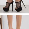 Breathable Mesh Peep Toe Extreme High Heels Platform Sandals - Image 2