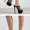 Breathable Mesh Peep Toe Extreme High Heels Platform Sandals - Image 3