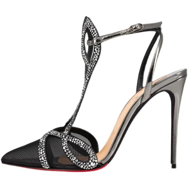Buckle Fashion Patent Leather Stiletto High Hee Sandals - Image 3