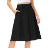 Casual Drawstring Ruffled High Waist Lace Up Fashion Pockets A-Line Pleated Skirt - Image 3