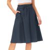 Casual Drawstring Ruffled High Waist Lace Up Fashion Pockets A-Line Pleated Skirt - Image 5