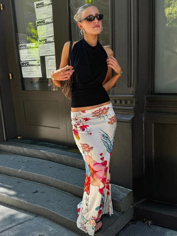 Casual Ruched Peach Hip Fashion Stretch Streetwear Print Skirts - Image 7
